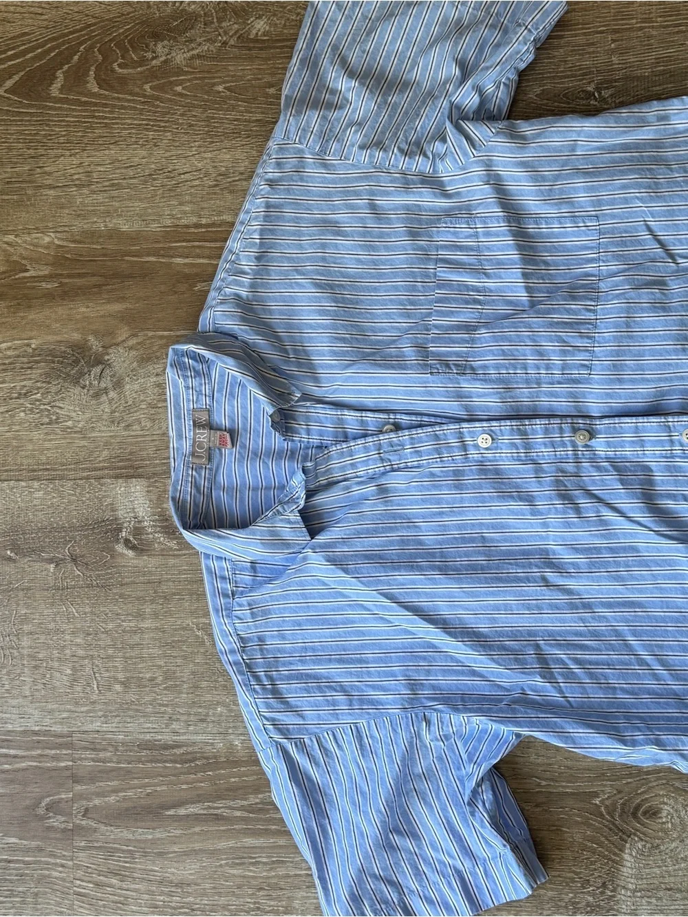 J. Crew Light Blue and White Striped Collared Shirt
